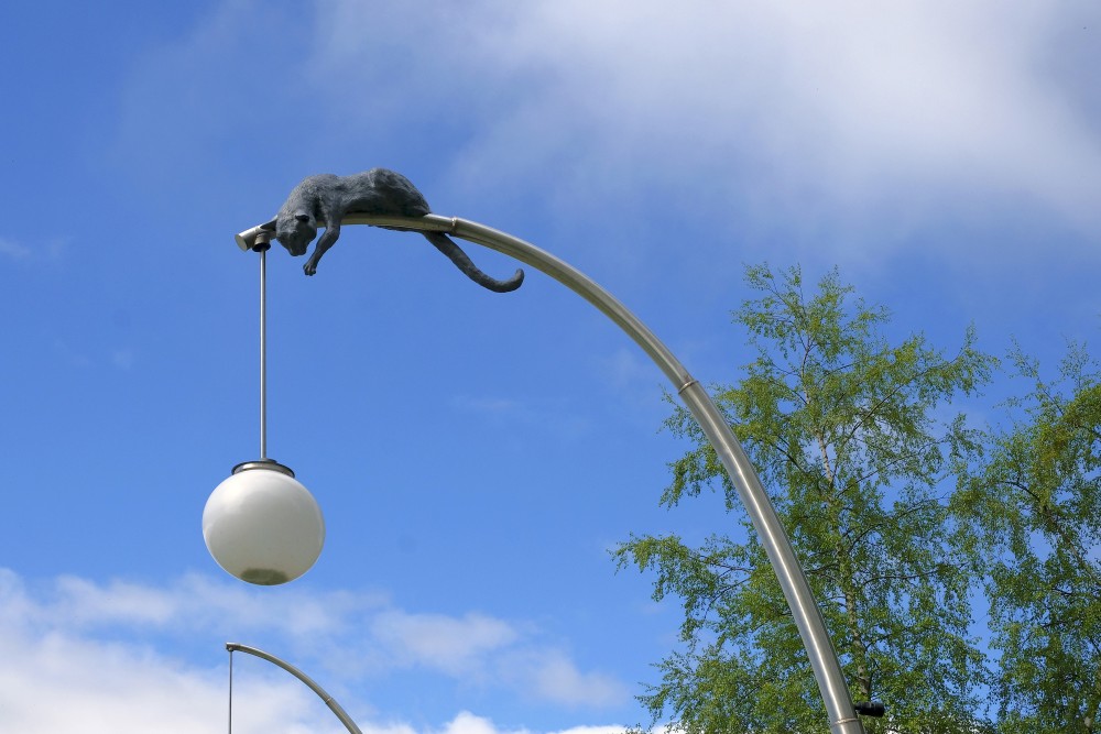 Cat Sculpture on a Lantern