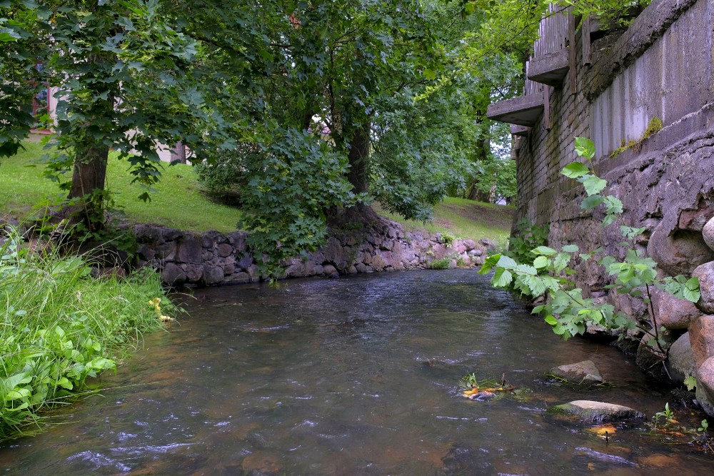 Alekšupīte River between Baznīcas and Skolas Street