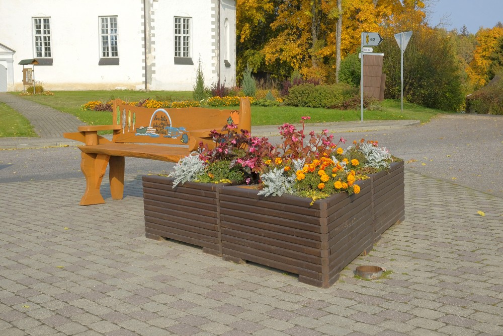Bench And Flowers In Matīši, Latvia
