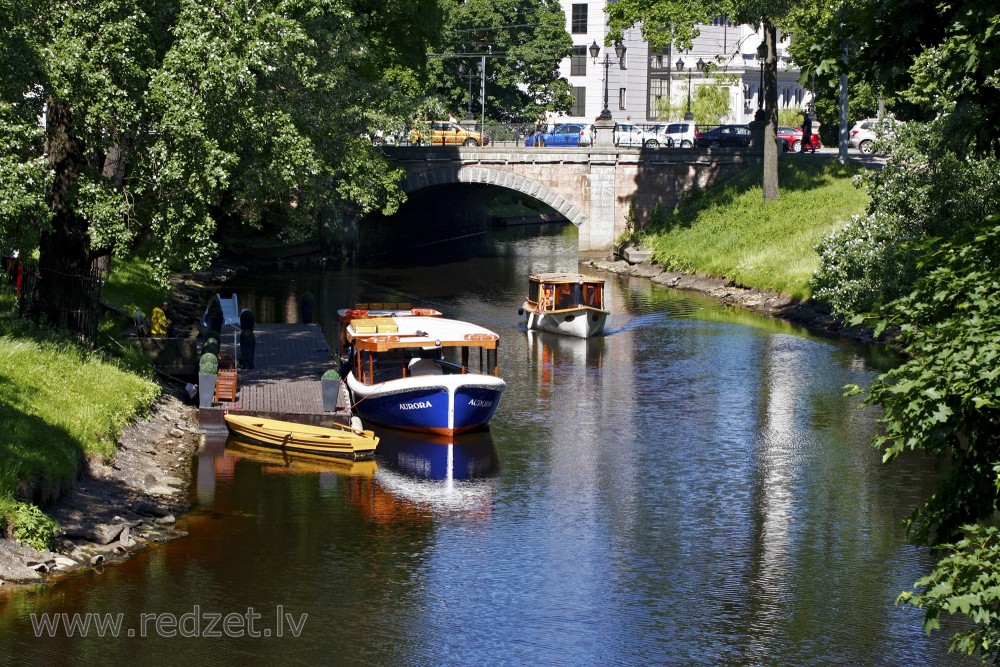 Boats in Riga City Canal