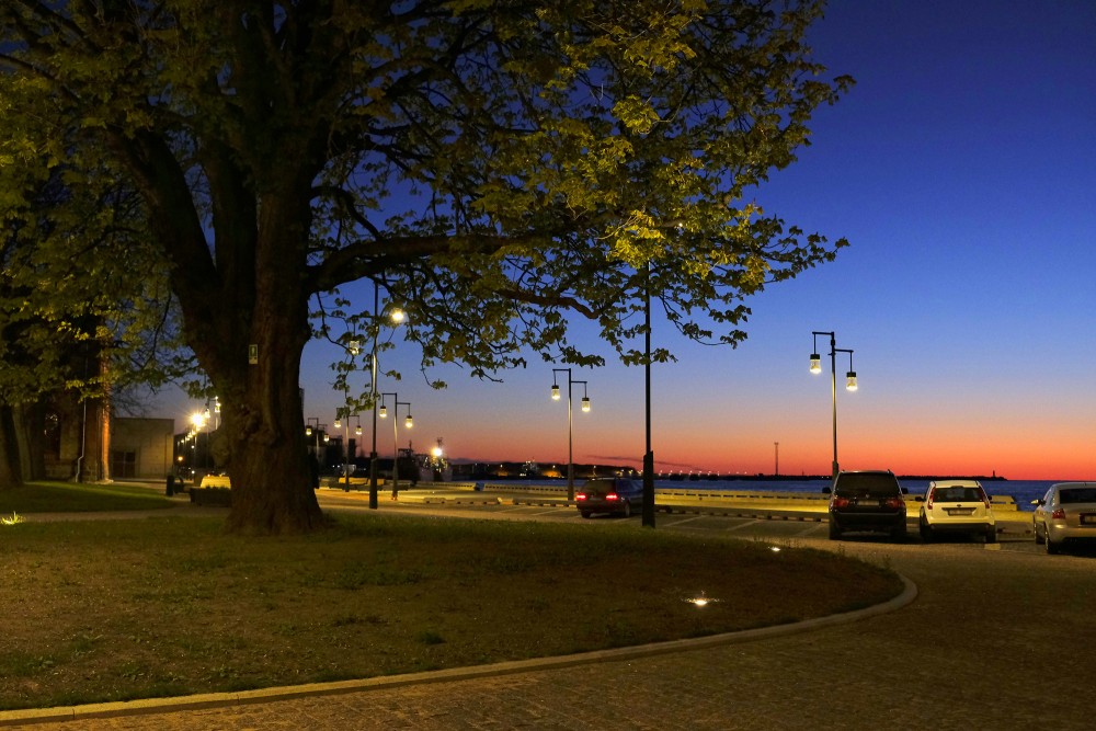 Renovated Ostas Street promenade In Night