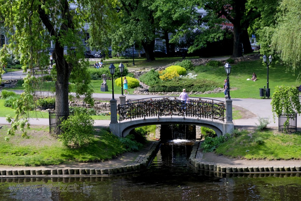 Newlyweds' bridge at Riga Canal Greenery near Bastion Hill