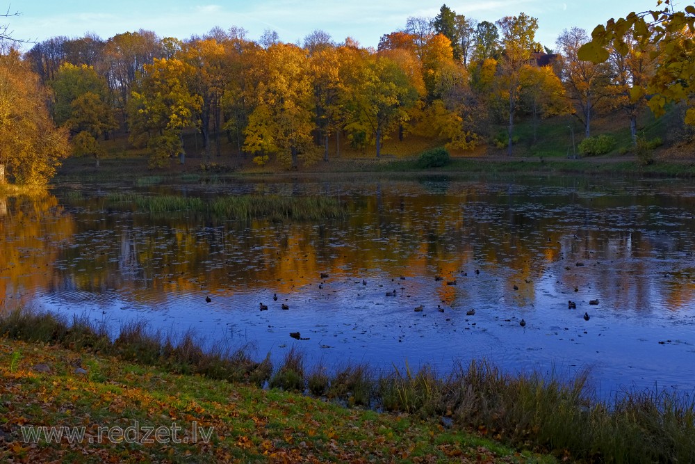 Old Park and Lake Vidusezers, Smiltene, Latvia