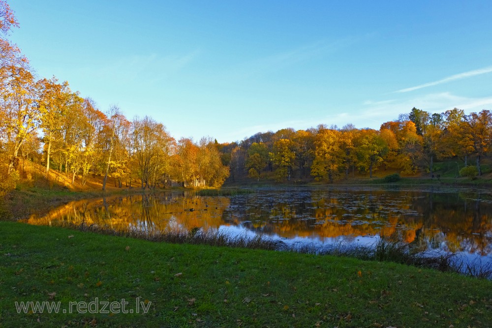 Old Park and Lake Vidusezers, Smiltene, Latvia