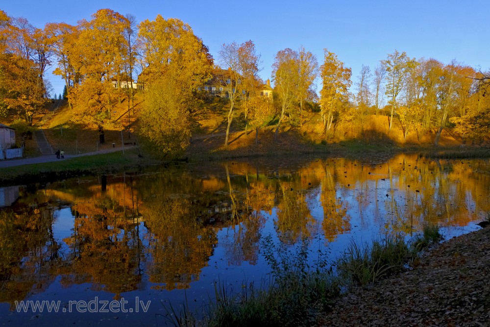 Old Park and Lake Vidusezers, Smiltene, Latvia