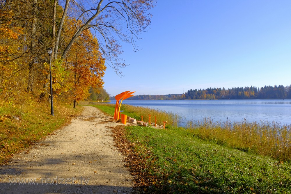 Fishing place on the shore of Lake Aluksne