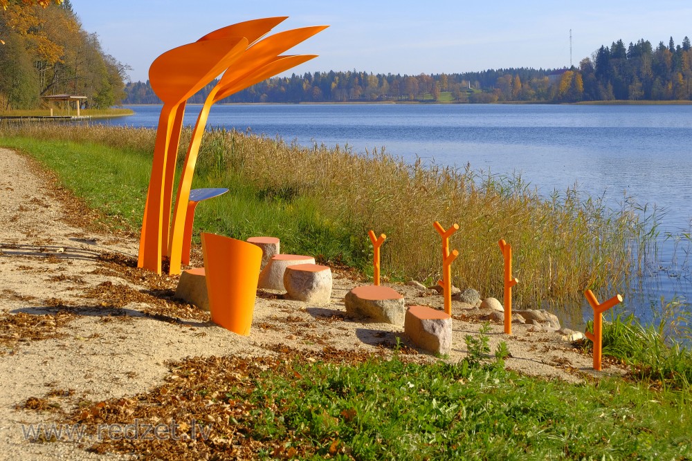 Fishing place on the shore of Lake Aluksne