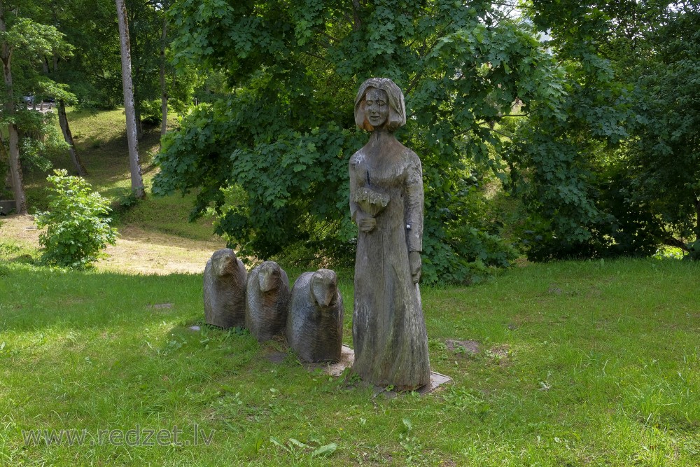Wooden Sculptures In Kazdanga Manor Park