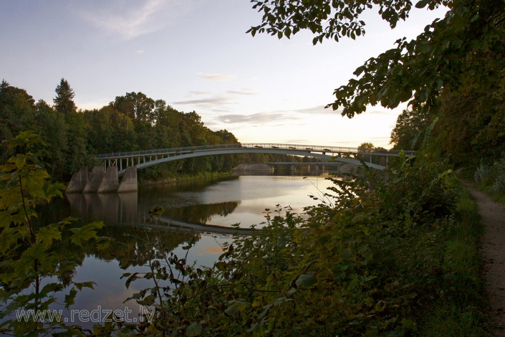 Arched Pedestrian Bridge over the Ogre River