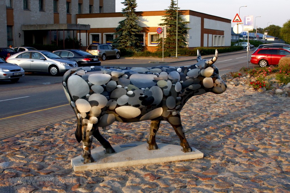 Sculpture "Stone Cow" in Ventspils, Latvia