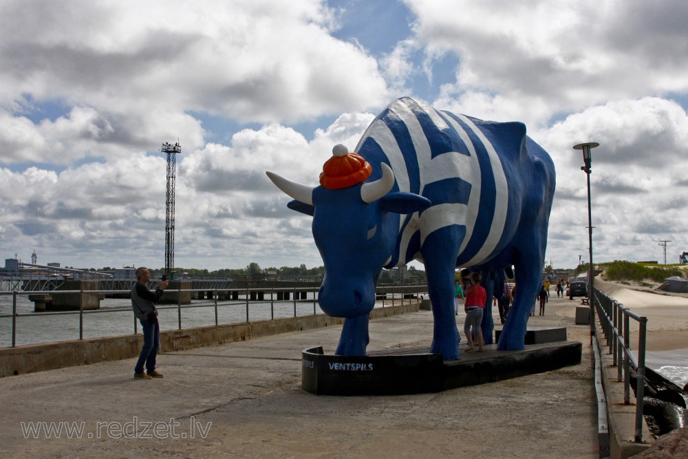 Sculpture "Cow Seaman" in Ventspils, Latvia