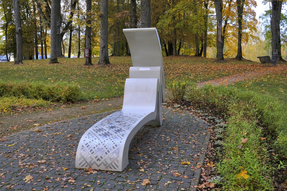 Honor Chair for Arveds and Vera Paegle in Rembate Park in Autumn Honor Chair for Arveds and Vera Paegle in Rembate Park in Autumn