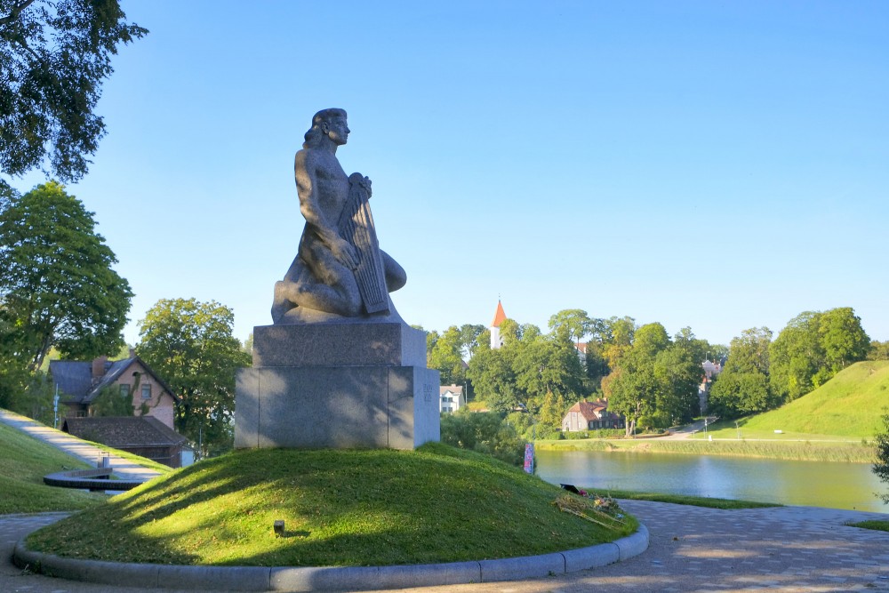 Koklētājs monument in Talsi overlooking the town and lake Koklētājs monument in Talsi overlooking the town and lake