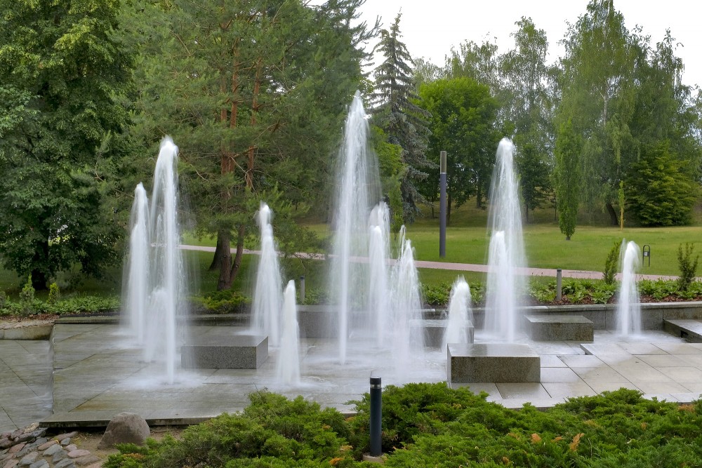 Vertical fountains in Marijampole Poetry Park