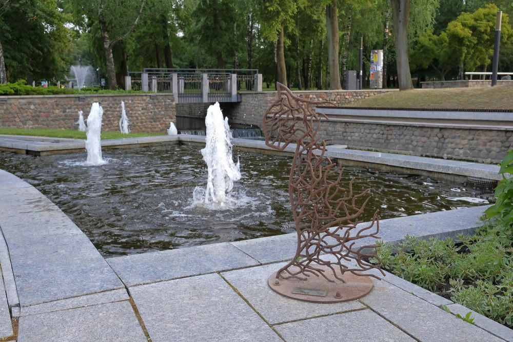 Fantasy sculpture and fountains in Marijampolė Poetry Park