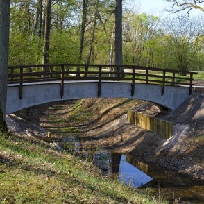 Footbridge over Pond of Eleja Manor Park to Peninsula Footbridge over Pond of Eleja Manor Park to Peninsula