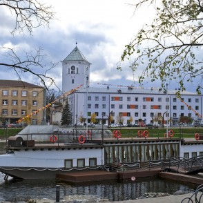 Pontoon - Banquet Hall Silva on Water and Holy Trinity Church Tower Pontoon - Banquet Hall Silva on Water and Holy Trinity Church Tower